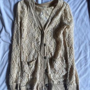 Chance or Fate tan lace sweater